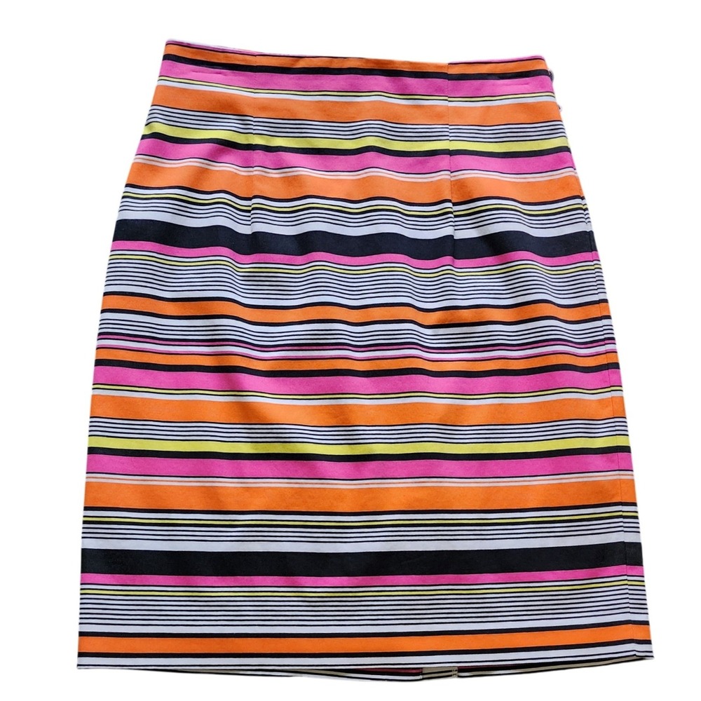 Worthington Women Lagenlook Pencil Skirt Multi-Color Striped Knee Length Size 8